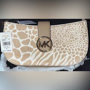 Michael Kors Beige Animal-Print Shoulder Bag